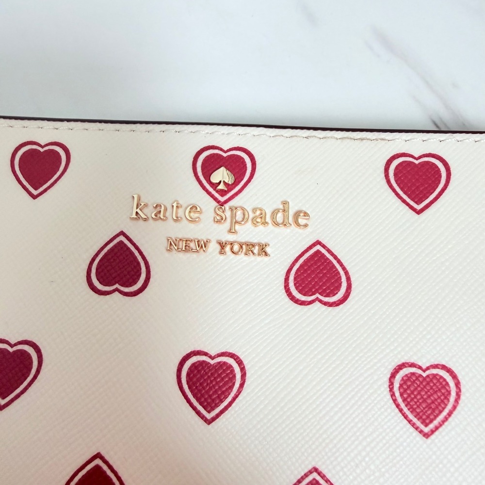 Kate Spade Madison Heartfelt Geo Boxed Large Slim Bifold Wallet Cream Multi - Picture 3 of 10